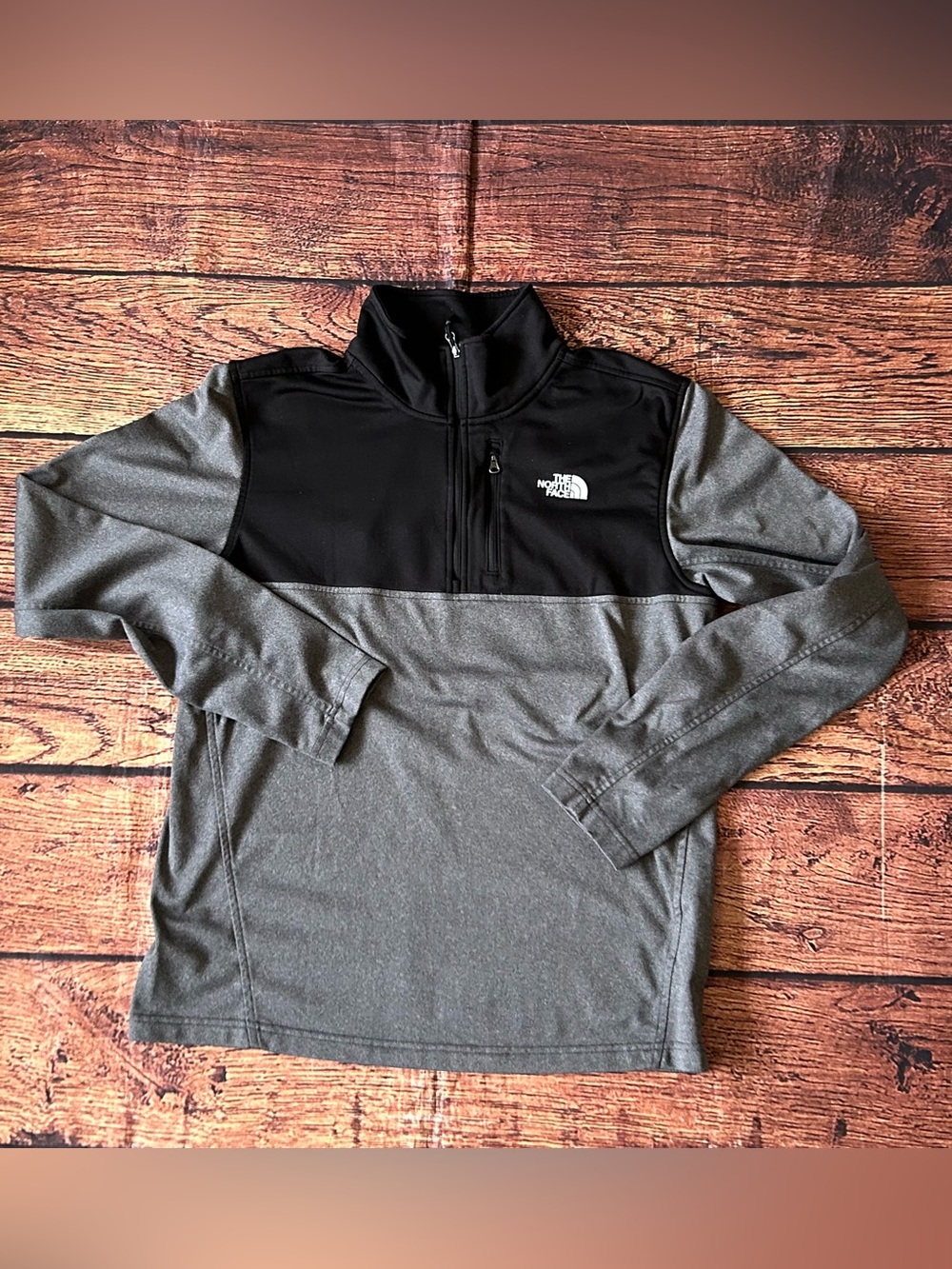 The North Face Colorblock Fleece Quarter‎ Zip Pullover - Gray & Black